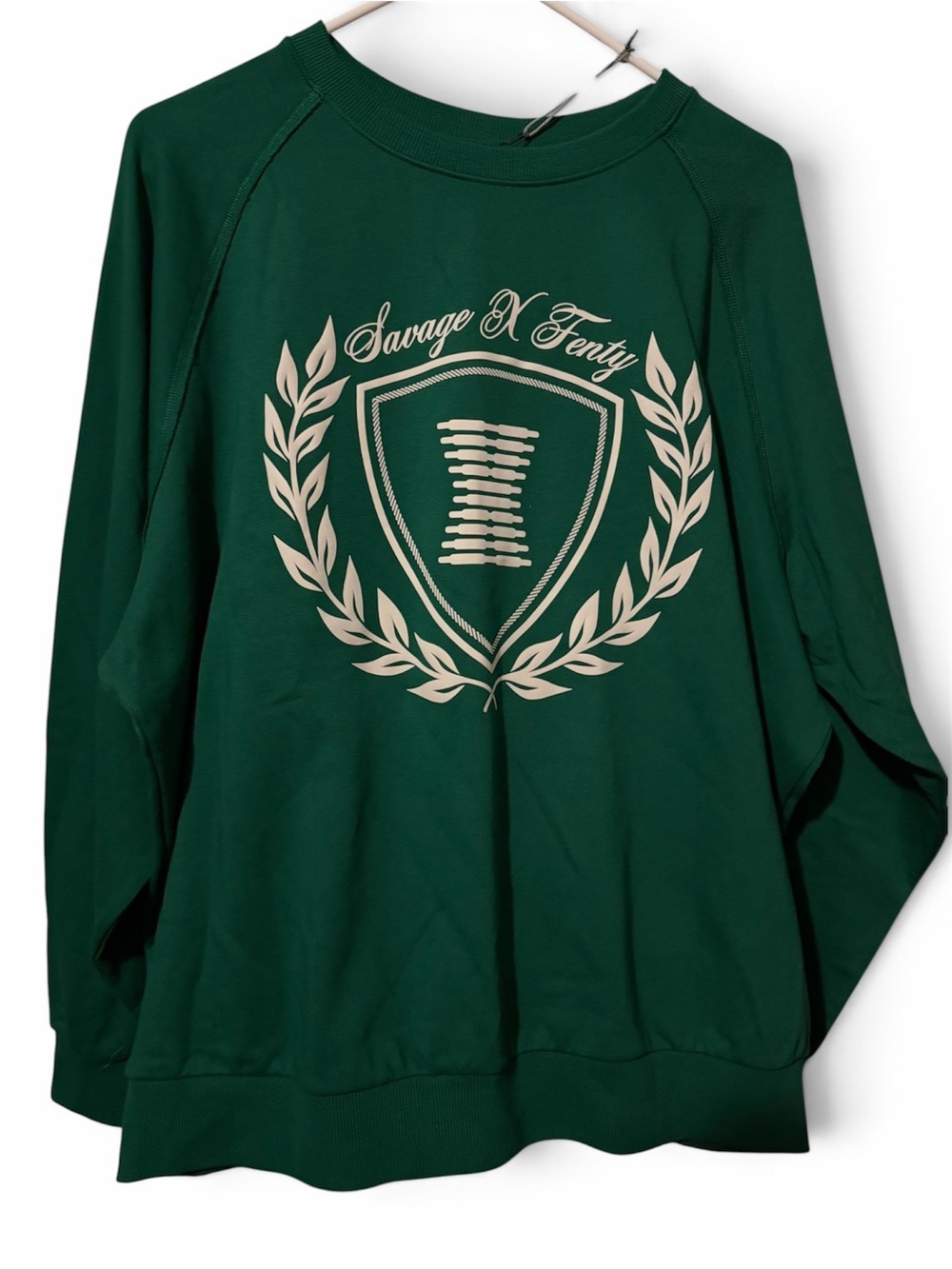 Fenty Beauty Forest Green Crewneck Sweatshirt with Cream Crest